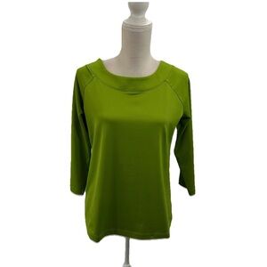 NWOT Susan Graver Essentials Green Polyester T-Shirt Women’s Small 3/4 Sleeves
